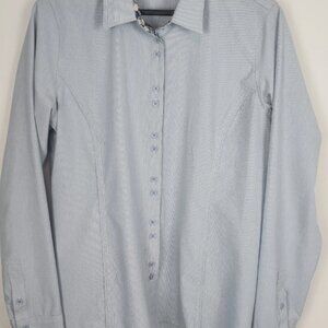 Kerrits Equestrian Long Sleeve Button Front Blue Shirt Women's